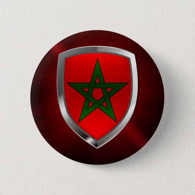 Bóton Redondo 5.08cm Emblema Metálico de Marrocos (Frente)