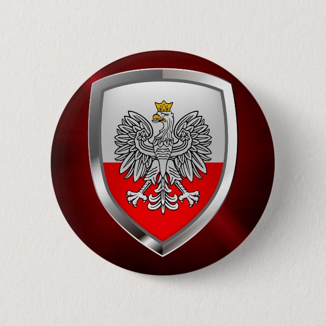 Bóton Redondo 5.08cm Emblema Metálico Polônia (Frente)