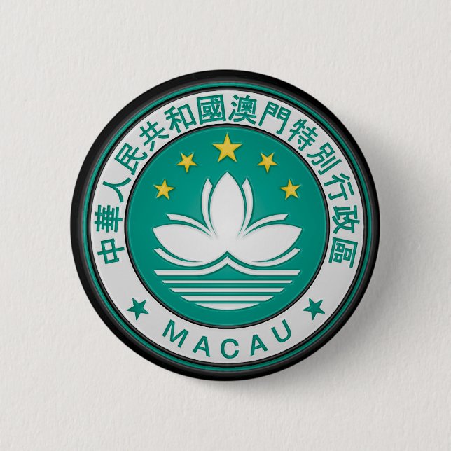 Bóton Redondo 5.08cm Emblema redondo de Macau (Frente)