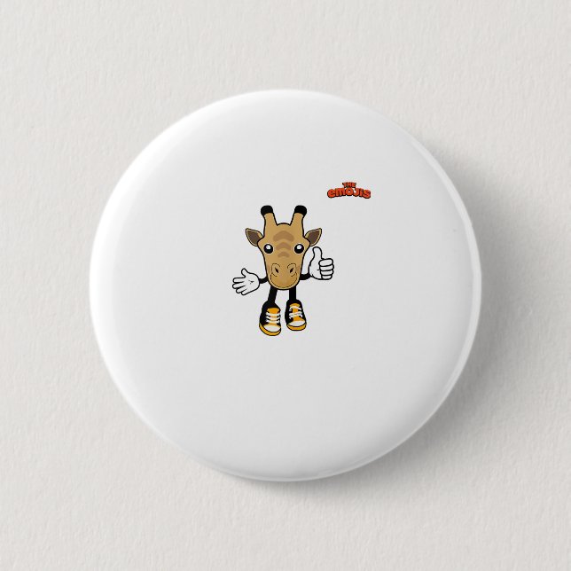 Bóton Redondo 5.08cm emoji animais girafa para cima (Frente)