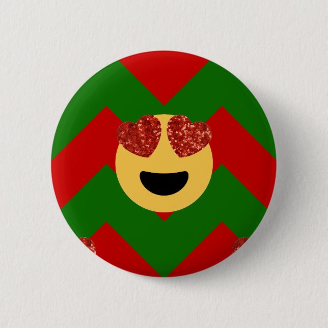 Bóton Redondo 5.08cm emoji do coração de natal (Frente)