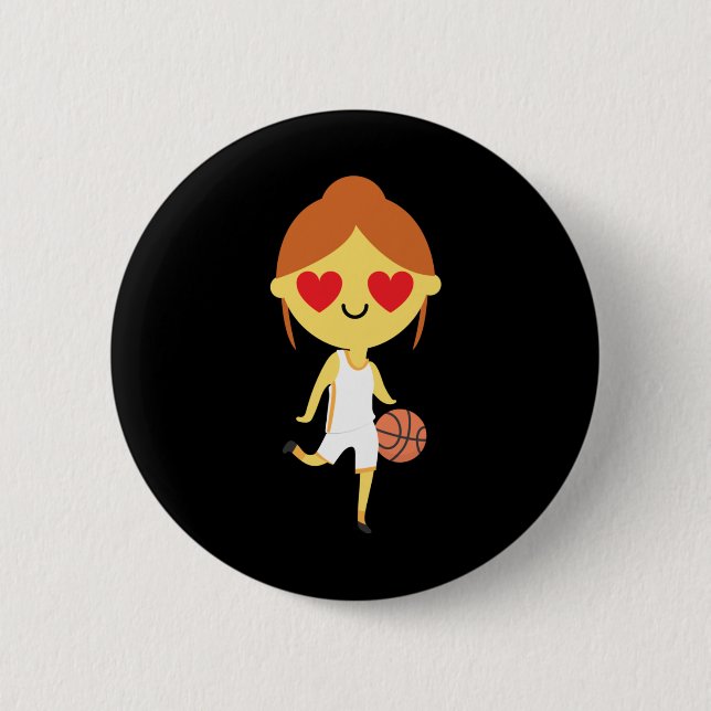 Bóton Redondo 5.08cm Emoji, garota de basquete (Frente)