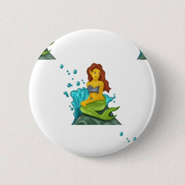 Bóton Redondo 5.08cm emoji mermaid (Frente)