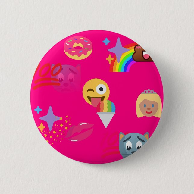 Bóton Redondo 5.08cm emoji rosa quente (Frente)
