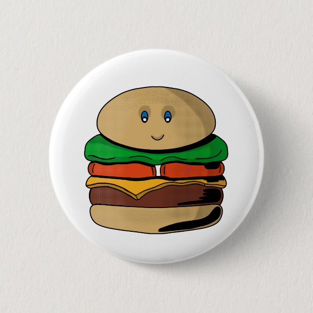 Bóton Redondo 5.08cm Encantável Burger Hamburger Kawaii (Frente)