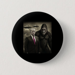Bóton Redondo 5.08cm Encontro engraçado de Trump com Bigfoot OVNI Alien