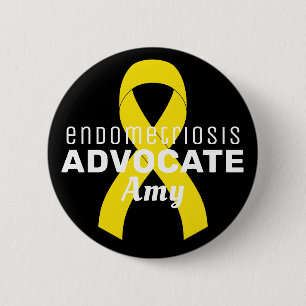 Bóton Redondo 5.08cm Endometriose Advocate Fita Botão Preto