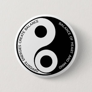 Bóton Redondo 5.08cm Energias Opostas, Balança de Crio Yin Yang