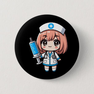 Bóton Redondo 5.08cm Enfermeira Chibi Cute - saúde, animação, medicina