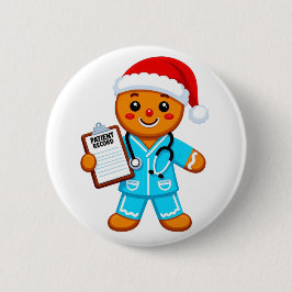 Bóton Redondo 5.08cm Enfermeira de Pão de Mel Natal 2026 Feriado Saúde