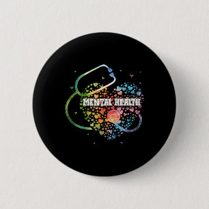 Bóton Redondo 5.08cm Enfermeira de Saúde Watercol Adorava Estetoscópio 