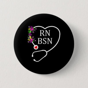 Bóton Redondo 5.08cm Enfermeira Registrada Rn Bsn Enfermagem Estetoscóp
