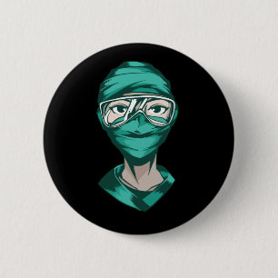 Bóton Redondo 5.08cm Enfermeira svg com Máscara Facial