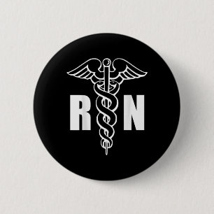 Bóton Redondo 5.08cm Enfermeiro Rn Caduceus Símbolo Médico Enfermeiro (