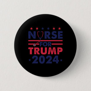 Bóton Redondo 5.08cm Enfermeiros Para Trump 2024 America Stars Flag Str