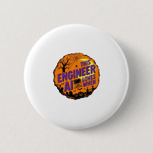 Bóton Redondo 5.08cm Engenheiro de Halloween Ama Design de Vetor Vintag