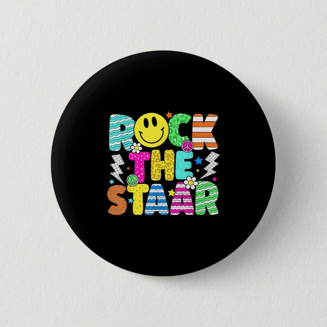 Bóton Redondo 5.08cm Engraçada Rock The Staar Testing Day Professora Ki (Frente)