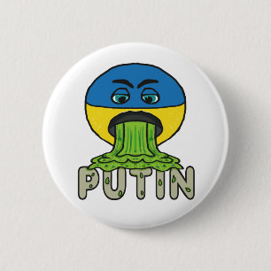 Bóton Redondo 5.08cm Engraçado Anti Putin Vomit Emoji