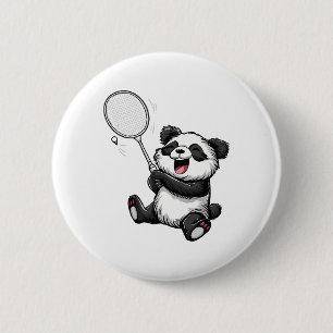 Bóton Redondo 5.08cm Engraçado Badminton Panda Badminton Player Shuttle