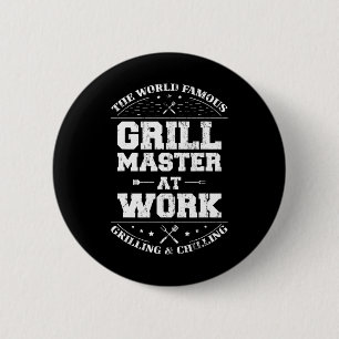 Bóton Redondo 5.08cm Engraçado Churrasco-mestre Chef Carne Fumada Prese