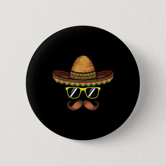 Bóton Redondo 5.08cm Engraçado Cinco De Mayo Funny Sombrero Hat Com Sun (Frente)