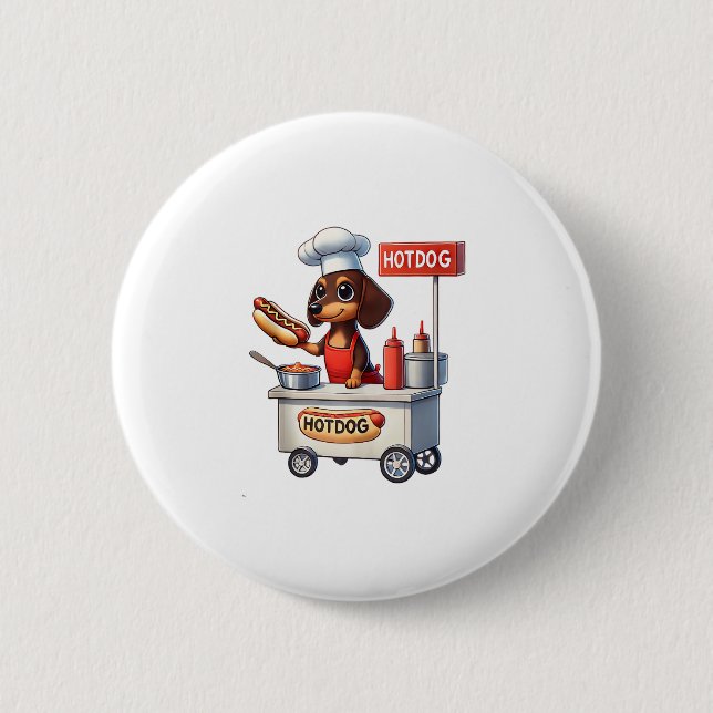Bóton Redondo 5.08cm Engraçado Dachshund Sausing Cão Weenie Hotdog Sand (Frente)