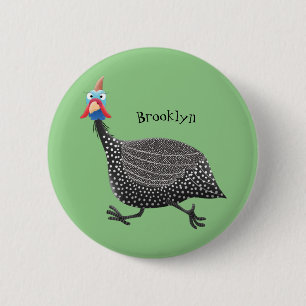 Bóton Redondo 5.08cm Engraçado desenho animado de aves Guineafowl