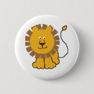 Bóton Redondo 5.08cm Engraçado desenho animado Lion