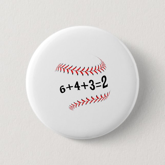 Bóton Redondo 5.08cm Engraçado Dizer Baseball 6+4+3=2 Softball de dupla (Frente)