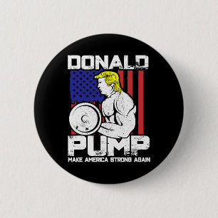 Bóton Redondo 5.08cm Engraçado Donald Trump Pondo Levantando Coluna