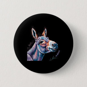 Bóton Redondo 5.08cm Engraçado Donkey Art Donkey Head Sorria Eageradame