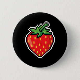 Bóton Redondo 5.08cm Engraçado Fácil Feira de Halloween Pixel Strawberr