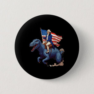Bóton Redondo 5.08cm Engraçado George Washington Andando Por Um Tiranos