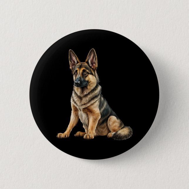 Bóton Redondo 5.08cm Engraçado German shepherd Cachorro Kawaii. (Frente)