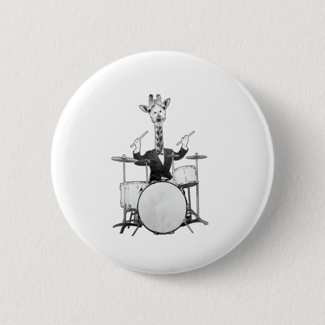 Bóton Redondo 5.08cm Engraçado Giraffe Drummer Drummer Drumset Drumsti (Frente)