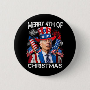 Bóton Redondo 5.08cm Engraçado Joe Biden Feliz 4 De Natal 4 De Julho