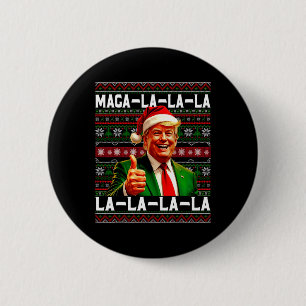 Bóton Redondo 5.08cm Engraçado Mega-la-la-Trump Santa Hat Natal Feio