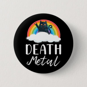 Bóton Redondo 5.08cm Engraçado Morte de Metal Gato Arco-Íris Música 