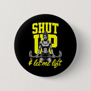 Bóton Redondo 5.08cm Engraçado Mulher Levantando Pesos Musculoso Sa