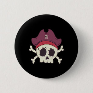 Bóton Redondo 5.08cm Engraçado Pirate Skull Cartoon Halloween
