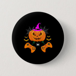 Bóton Redondo 5.08cm Engraçado Pumpkin Jack O Lanterna Video Gamer