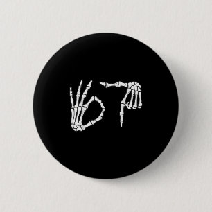 Bóton Redondo 5.08cm Engraçado Seis Sete 6 7 Meme 67 Skeleton Hallowee