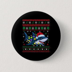 Bóton Redondo 5.08cm Engraçado Tubarão Natal Frio Noel Hat Luz Natal