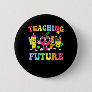 Bóton Redondo 5.08cm Ensino Retro Líderes Futuros Professor Groovy de V