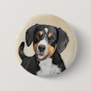 Bóton Redondo 5.08cm Entlebucher Mountain Dog Painting - Arte Original