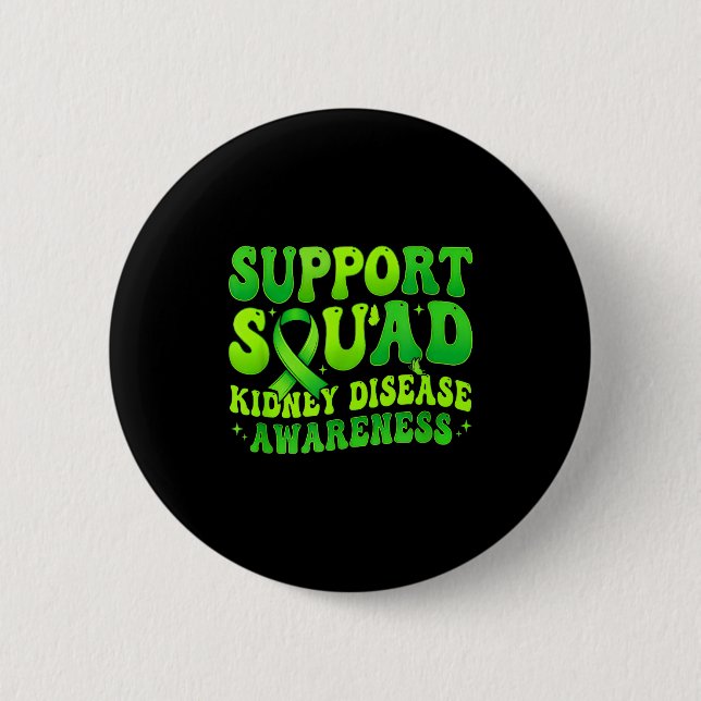 Bóton Redondo 5.08cm Equipe de apoio conscientização doença renal verde (Frente)