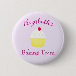 Bóton Redondo 5.08cm Equipe de Confeitaria de Cupcake de Aniversário