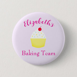 Bóton Redondo 5.08cm Equipe de Confeitaria de Cupcake de Aniversário