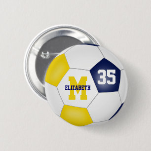 Bóton Redondo 5.08cm equipe de ouro azul colorido futebol feminino pers