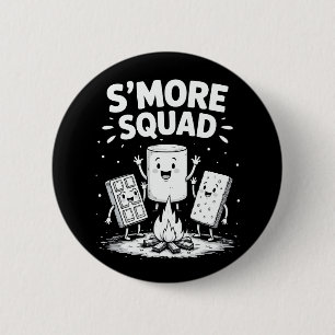 Bóton Redondo 5.08cm Equipe de S'mores Acampamento Fogueira Fofa Marshm